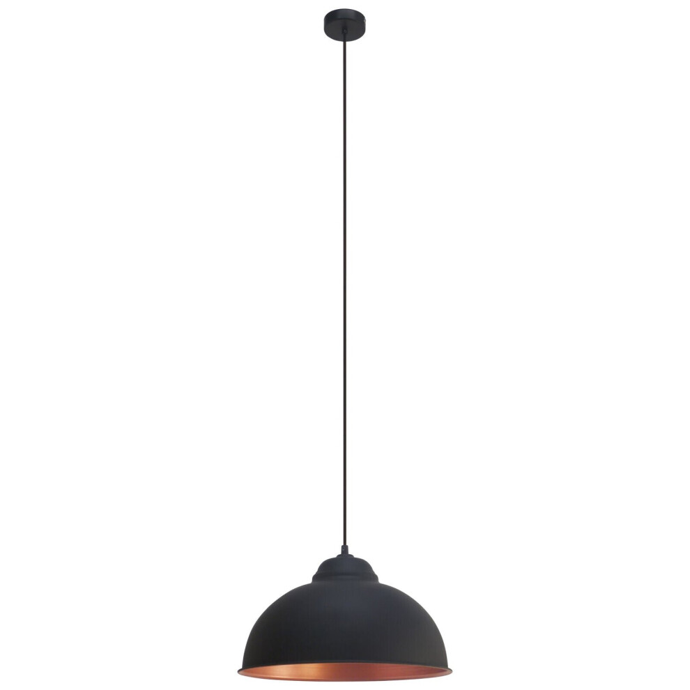 Loops Hanging Ceiling Pendant & Copper Dome Bowl Shade 1 X 60W E27 Bulb Light/Black