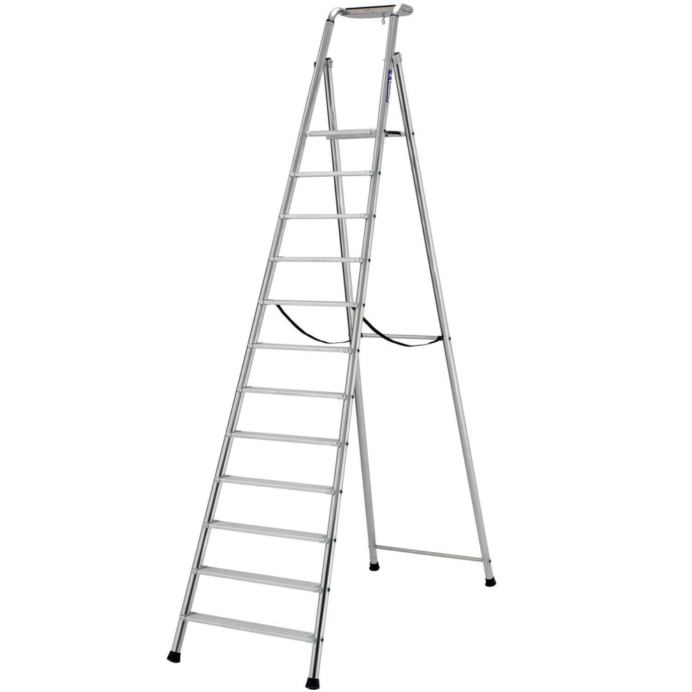 2.8m MAX STABILITY Platform Step Ladders 12 Tread Anti Slip Aluminium DIY Steps