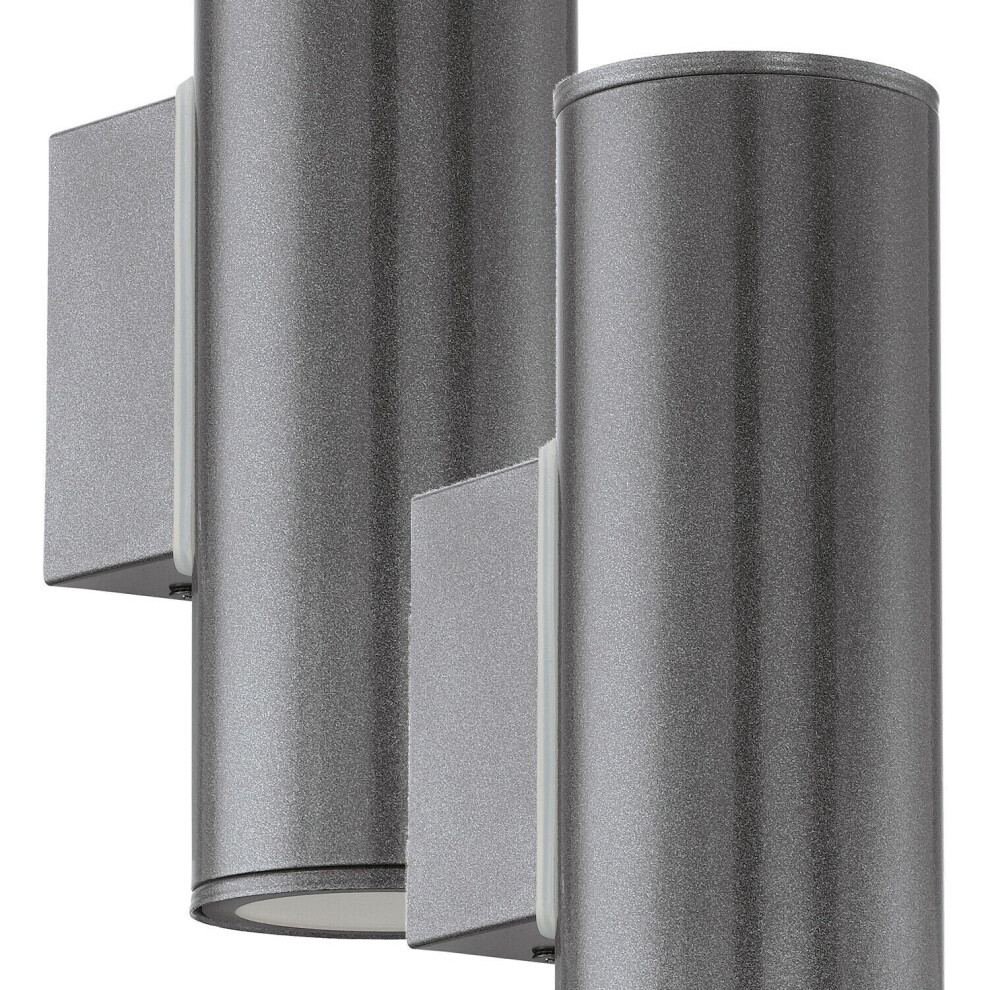 Loops 2 Pack Ip44 Outdoor Wall Light Anthracite Zinc Plated Steel 2X 3W Gu10