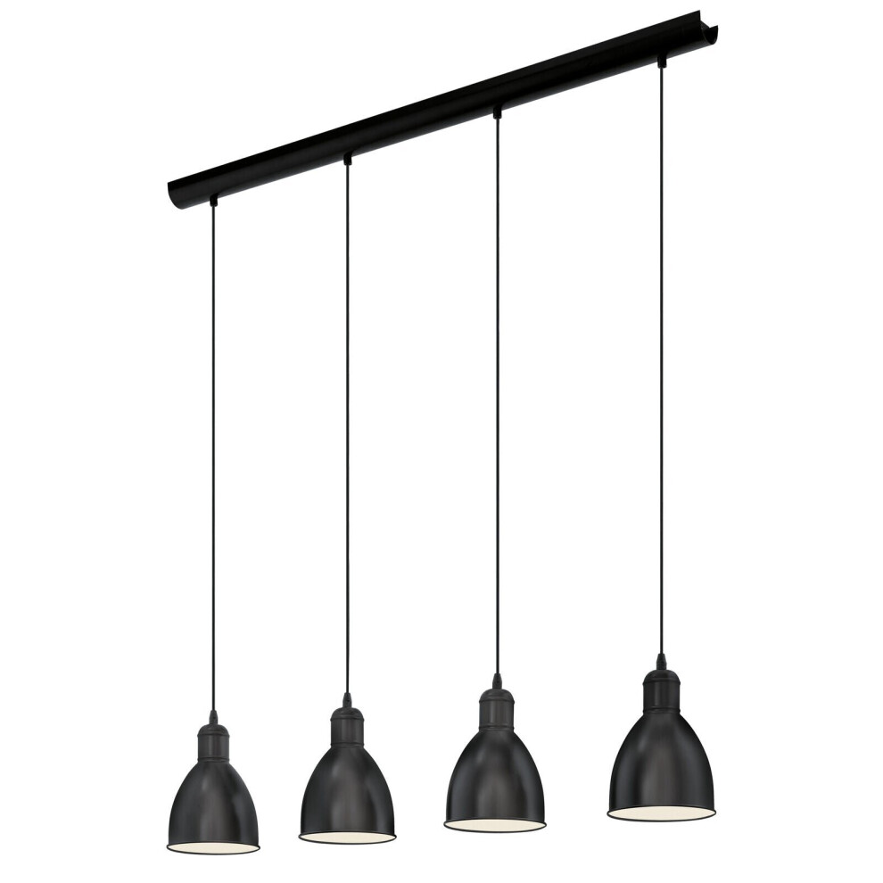 Hanging Ceiling Pendant Light Black & White Steel 4 X 40W E27 Bulb