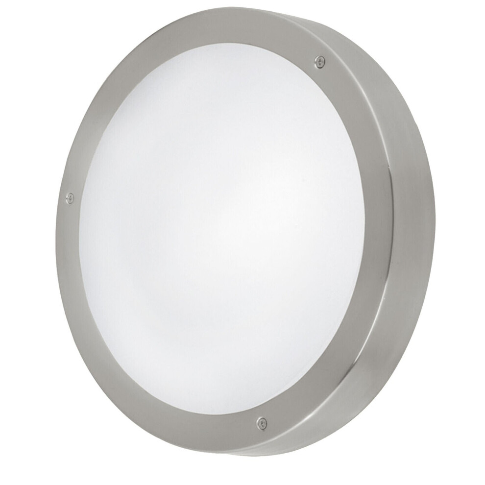 Loops Ip44 Outdoor Wall Round Stainless Steel 11W Built In Led Porch Lamp Light