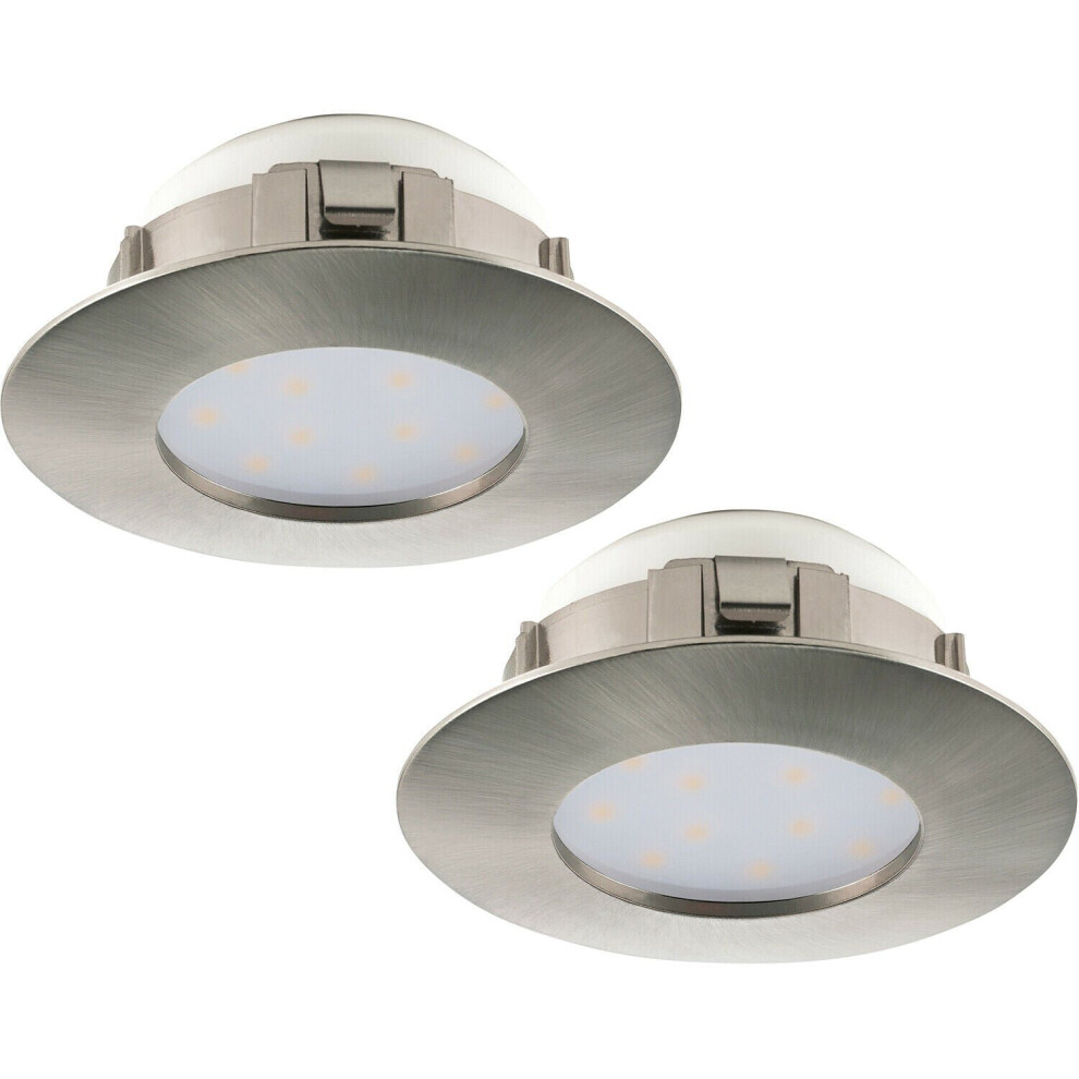 2 PACK Wall / Ceiling Flush Downlight Satin Nickel Plastic 6W Built in LED