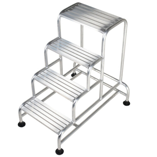 Loops 1m Tall Stable Steps Sturdy Aluminium Frame 500mm Wide 4 Tread Step Ladder