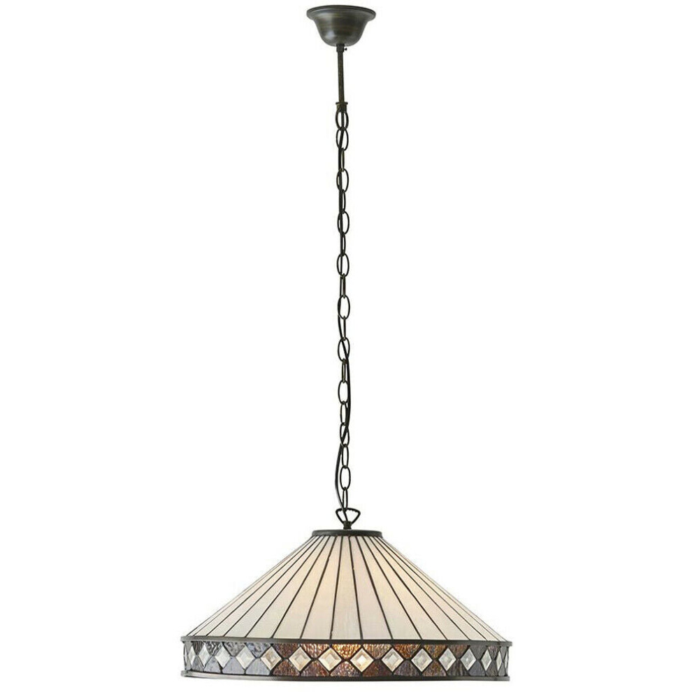 Loops Tiffany Glass Hanging Ceiling Pendant & Natural Simple Shade I00116 Light/Bronze