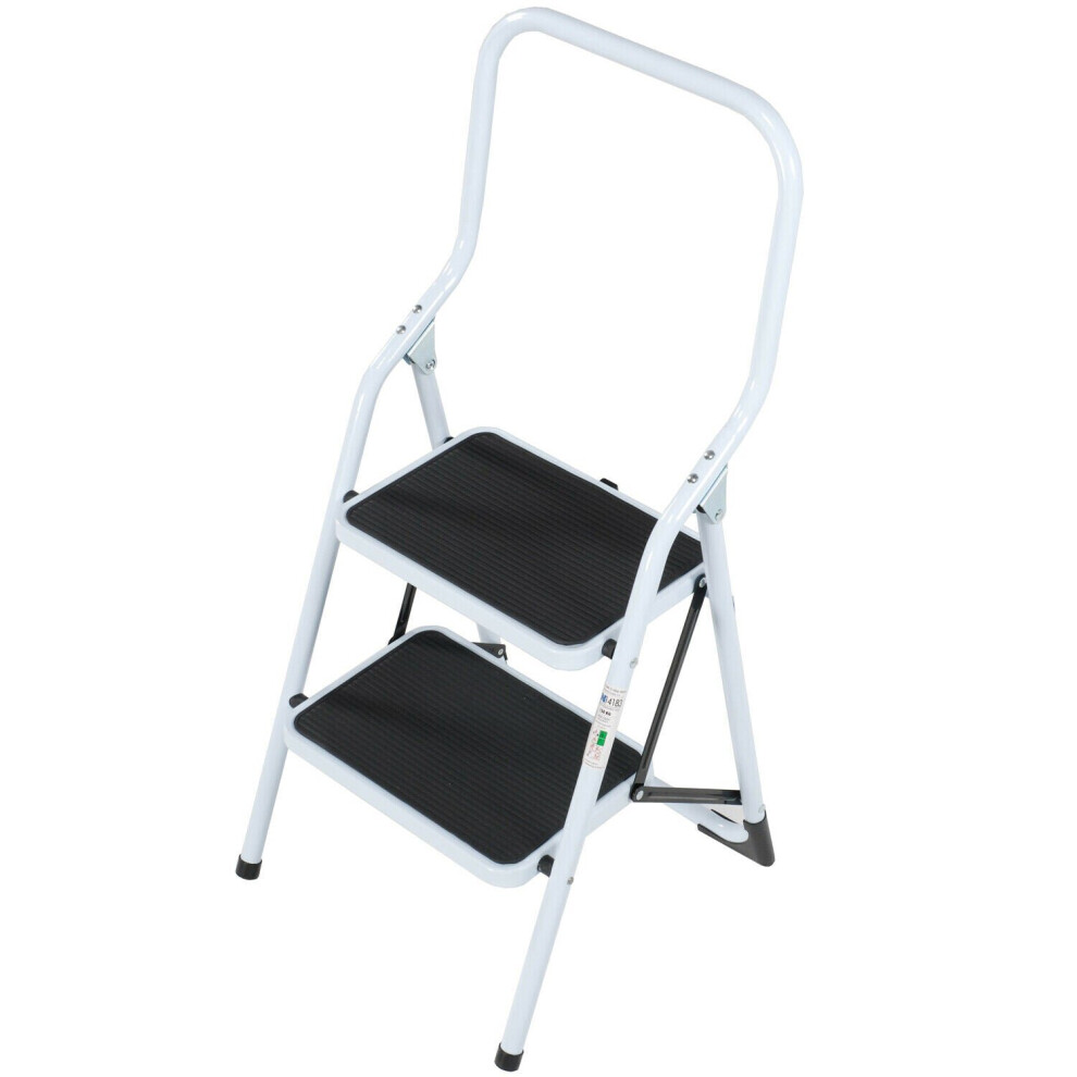 0.5M Folding Step Ladder Safety Stool 2 Tread Compact Anti Slip Rubber Steps 5056199832514