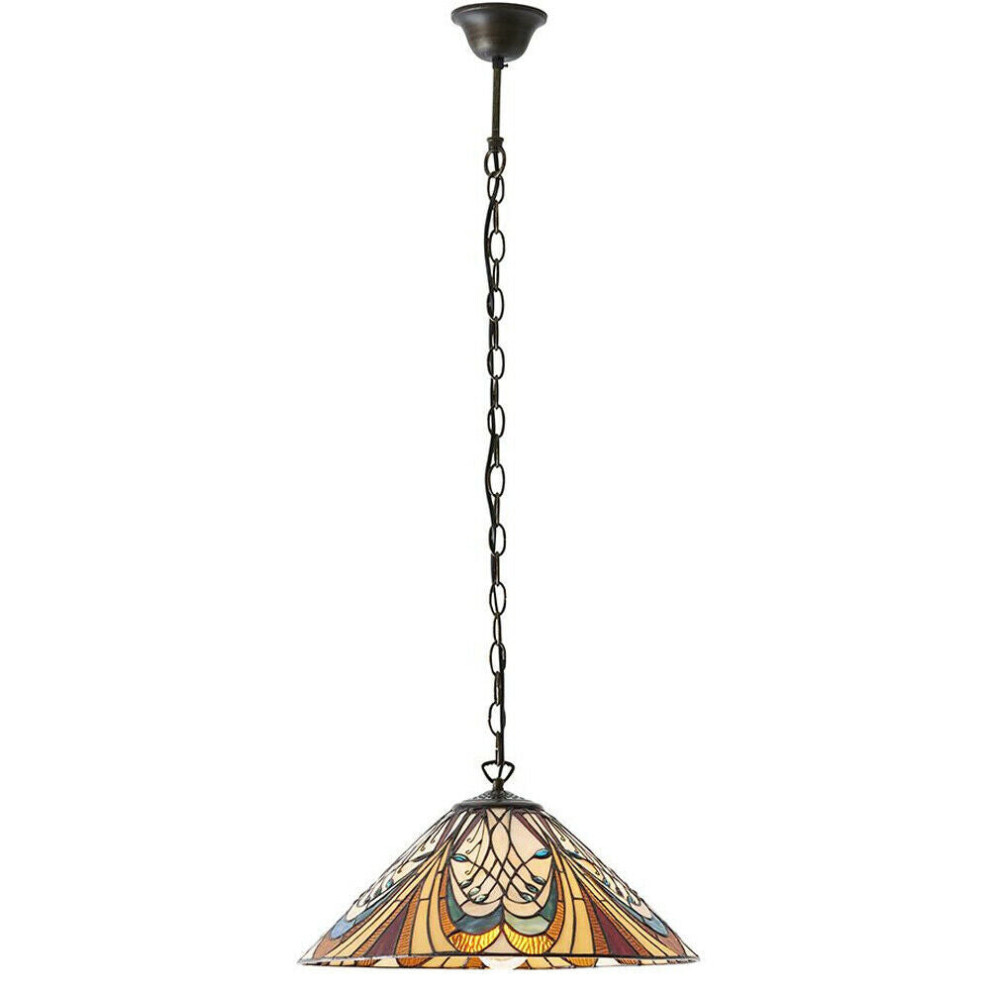 Loops Tiffany Glass Hanging Ceiling Pendant Chain Down Lamp Shade I00121 Light/Bronze