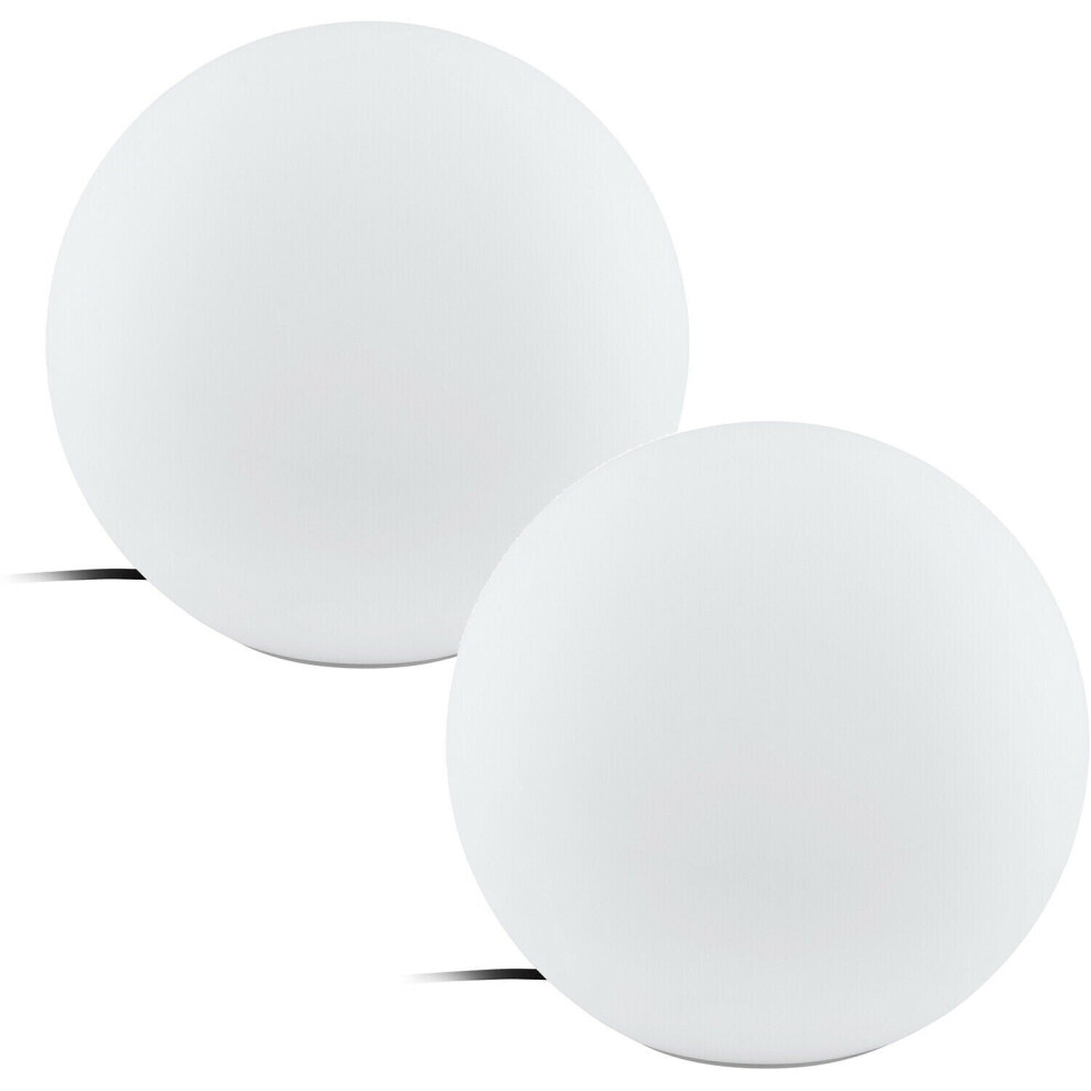 2 PACK IP65 Outdoor Garden Ball Light White Plastic 1x 40W E27 390mm Globe