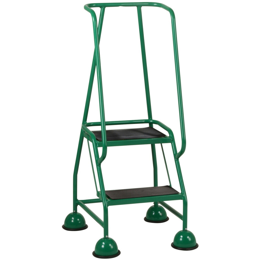 Loops 2 Tread Mobile Warehouse Steps 1.19M Portable Safety Ladder & Wheels Green