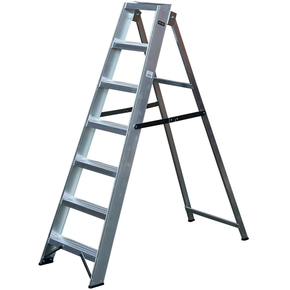 Loops 1.3M Aluminium Swingback Step Ladders 6 Tread Professional Lightweight Steps