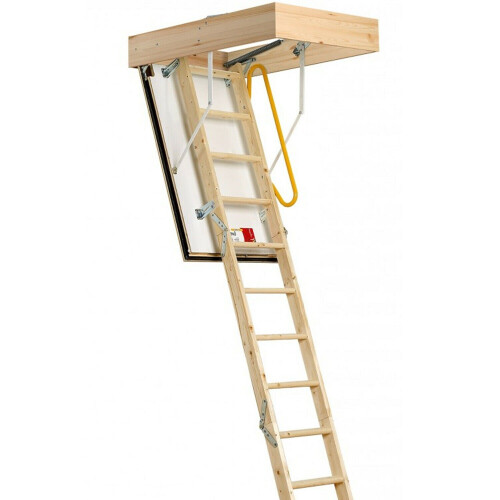 Loops 3 Section FIRE RATED Folding Loft Ladder & Handle Hatch & Frame 2.75m Height