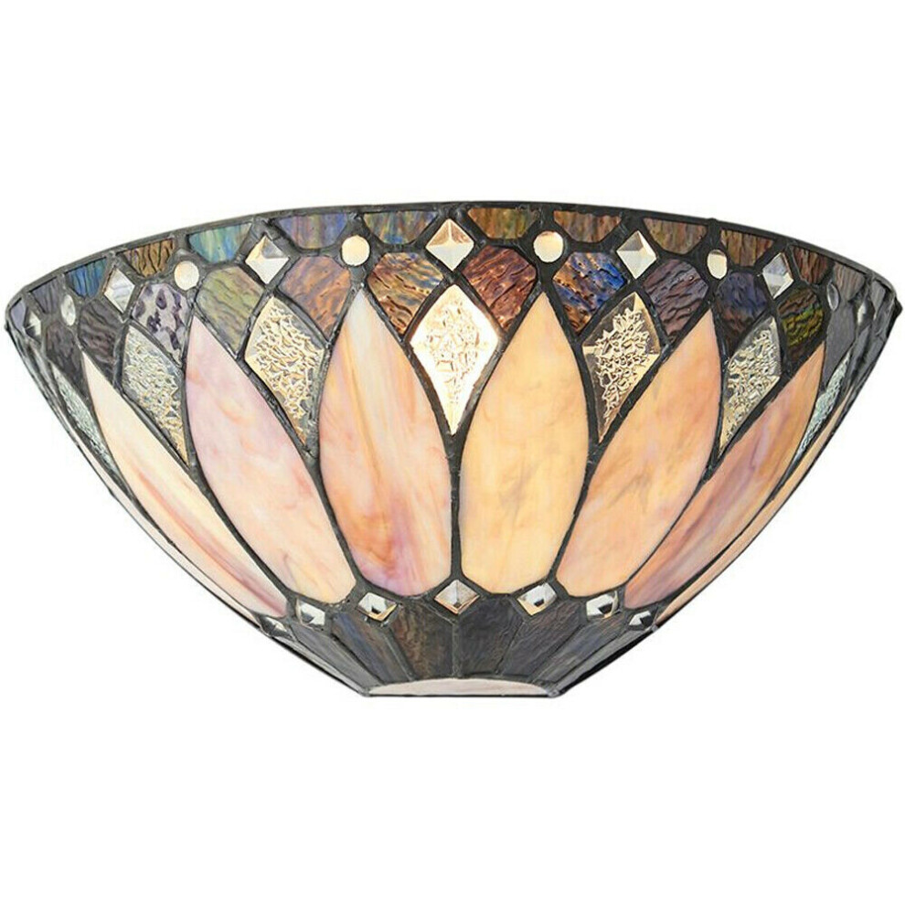 Loops Tiffany Glass Wall & Textured Deco Shade Interior Sconce I00241 Light/Cream