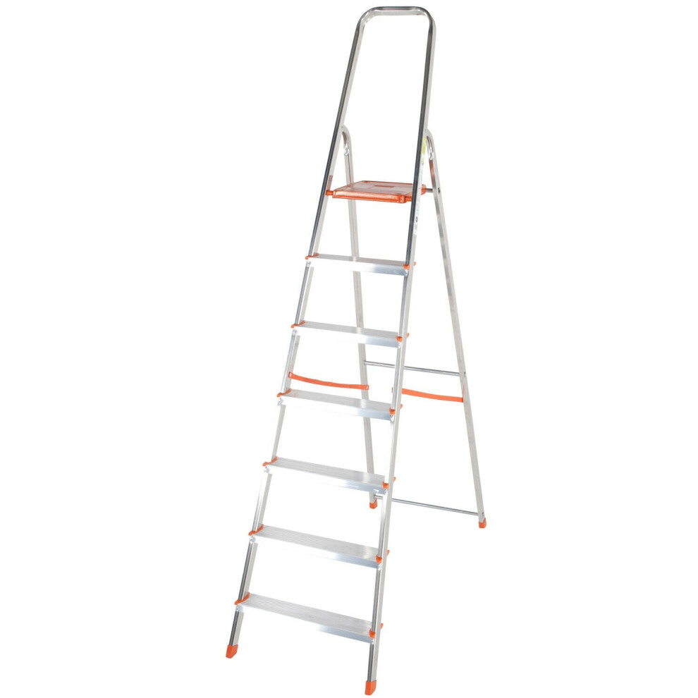 Loops 1.5M Lightweight Aluminium Platform Step Ladders 7 Tread Anti Slip Diy Steps