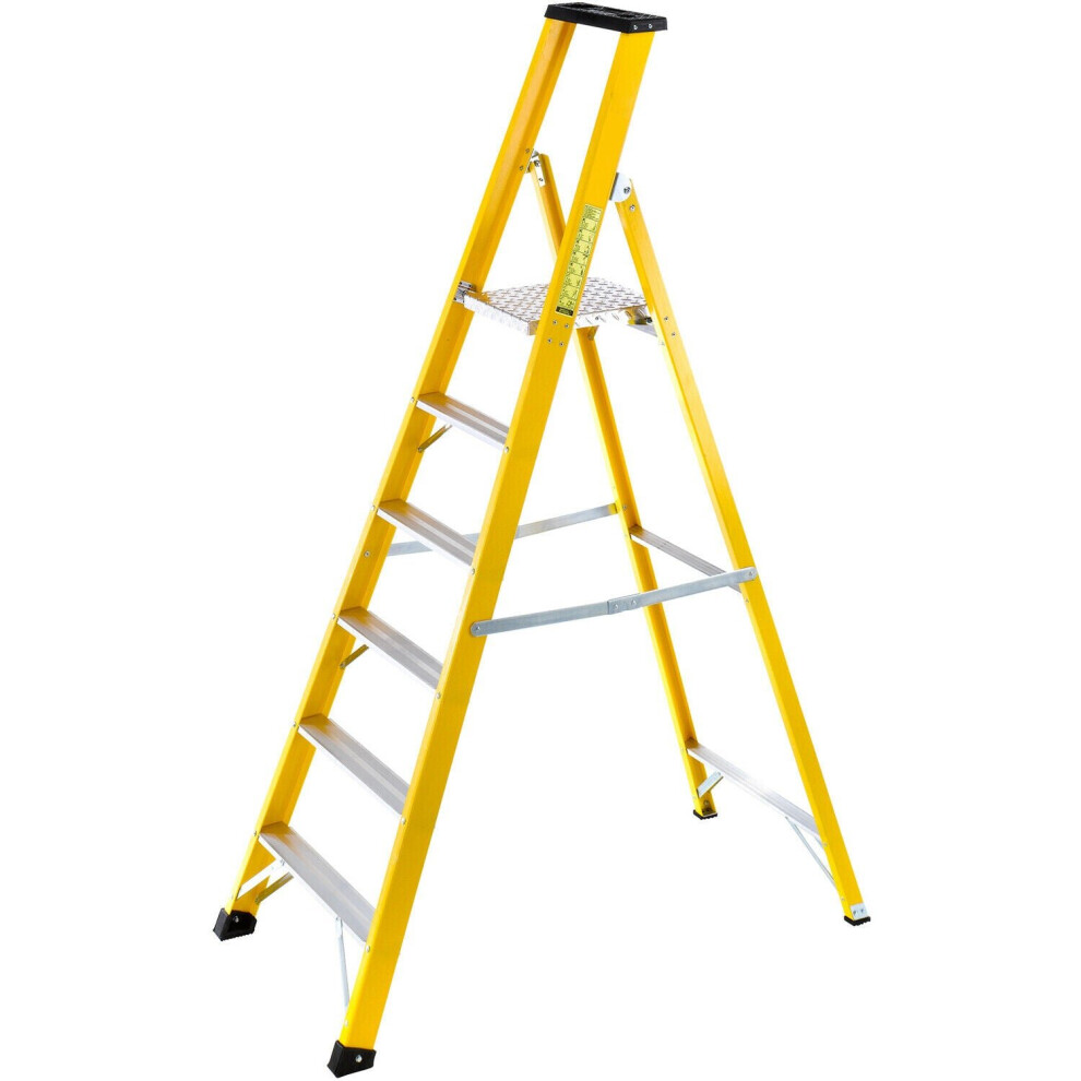 1.4M Fibreglass Platform Step Ladders 6 Tread Professional Lightweight Steps 5056199832712