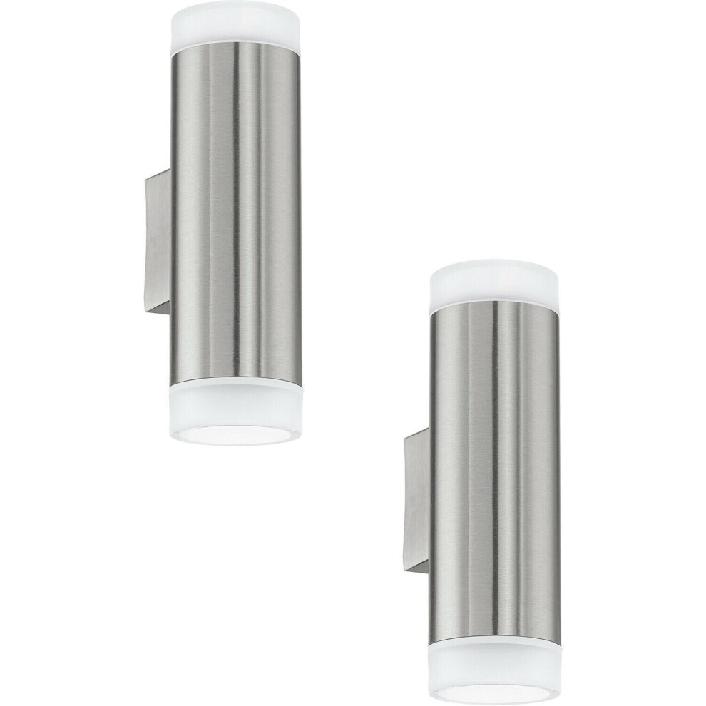 Loops 2 Pack Ip44 Outdoor Up & Down Wall Stainless Steel 3W Gu10 Porch Lamp Light