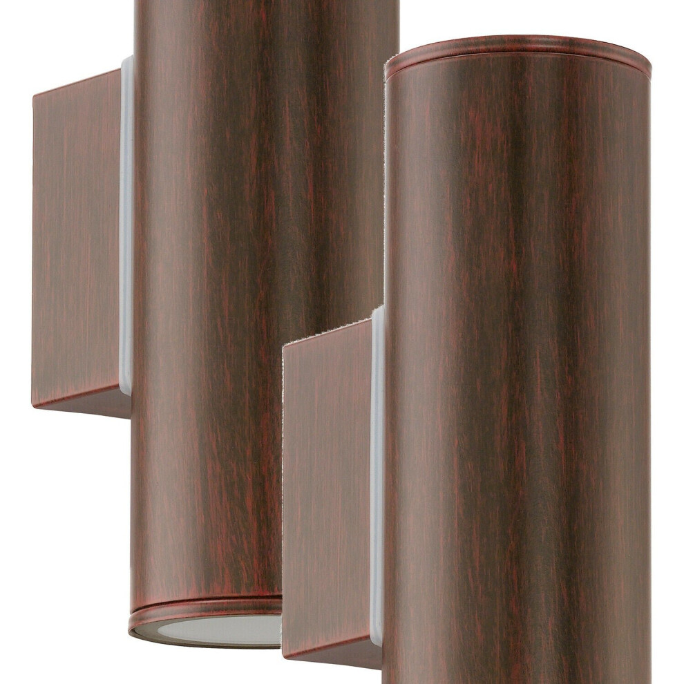 Loops 2 Pack Ip44 Outdoor Wall Antique Steel Up & Down Lamp 1X 60W E27 Light/Brown