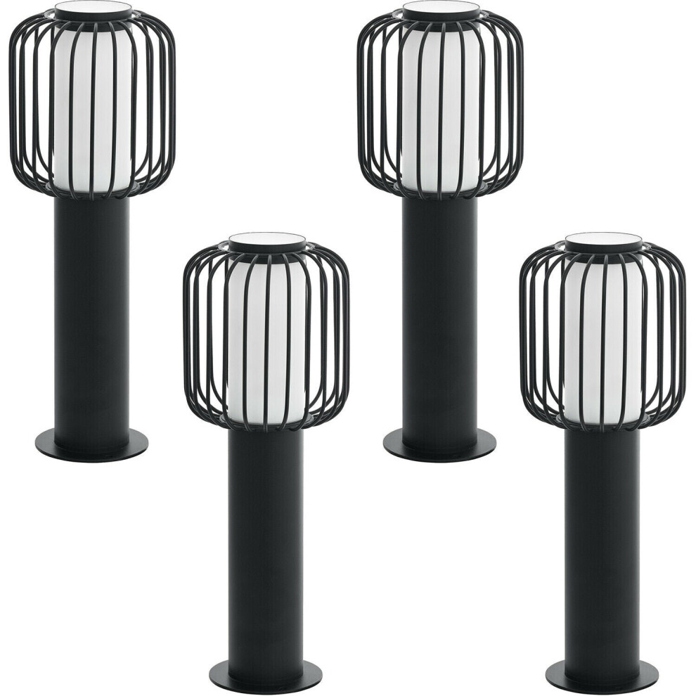 Loops 4 Pack Ip44 Outdoor Pedestal Light Black Steel 1X 28W E27 Wall Gate Lamp