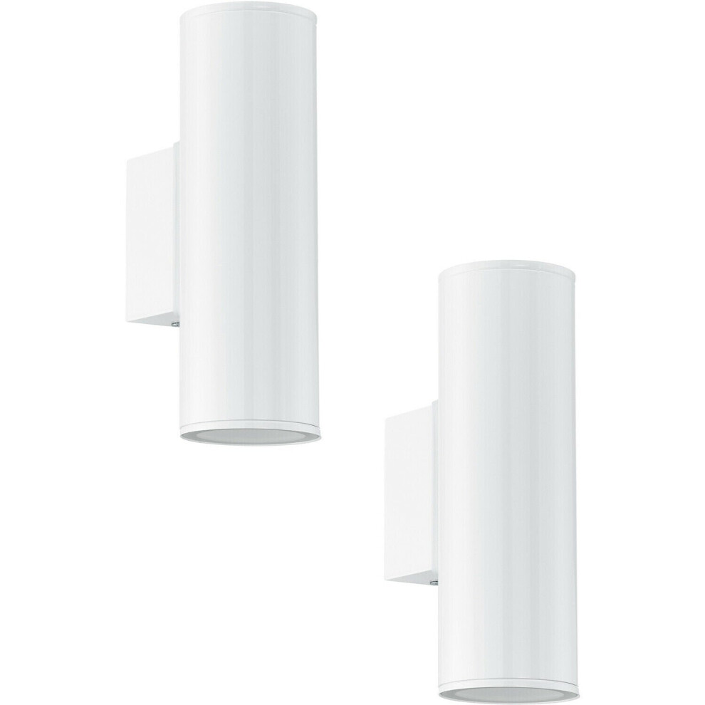 Loops 2 Pack Ip44 Outdoor Wall Up & Down 2X 3W Gu10 Porch Lamp Light/White
