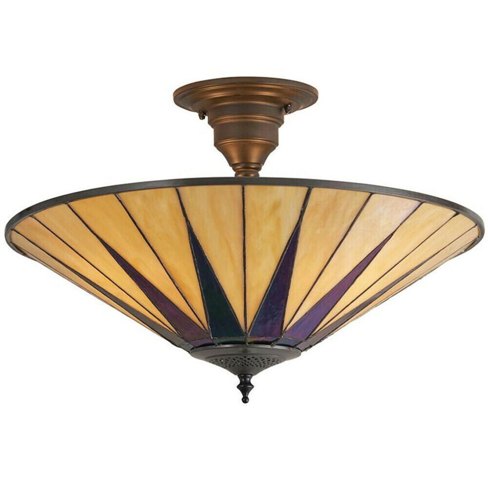 Loops Tiffany Glass Hanging Ceiling Pendant 3 Lamp Shade I00159 Light/Dark/Bronze