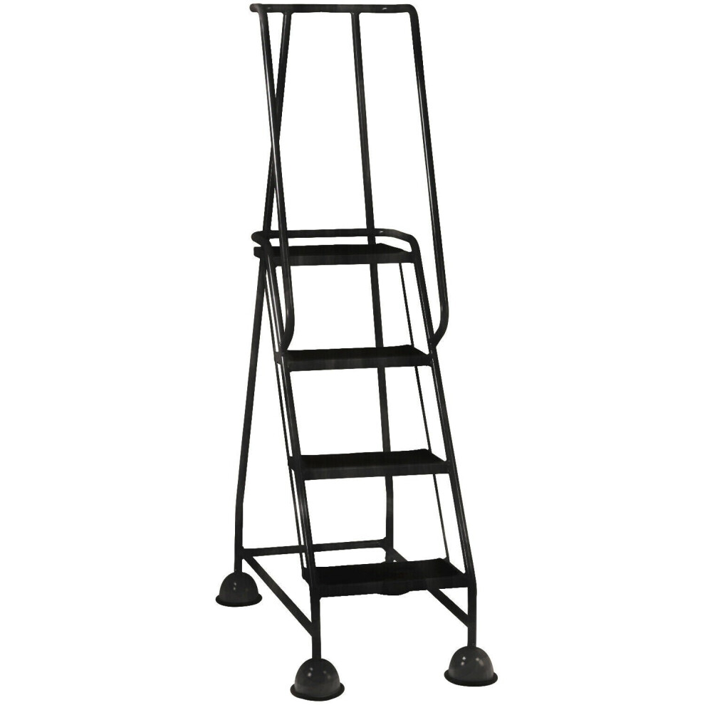 Loops 4 Tread Mobile Warehouse Steps 1.68M Portable Safety Ladder & Wheels Black