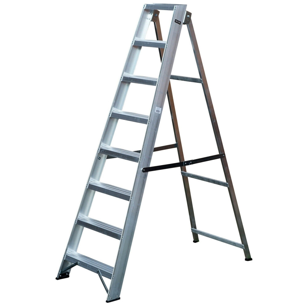 1.7M Aluminium Swingback Step Ladders 8 Tread Professional Lightweight Steps 5056199832057