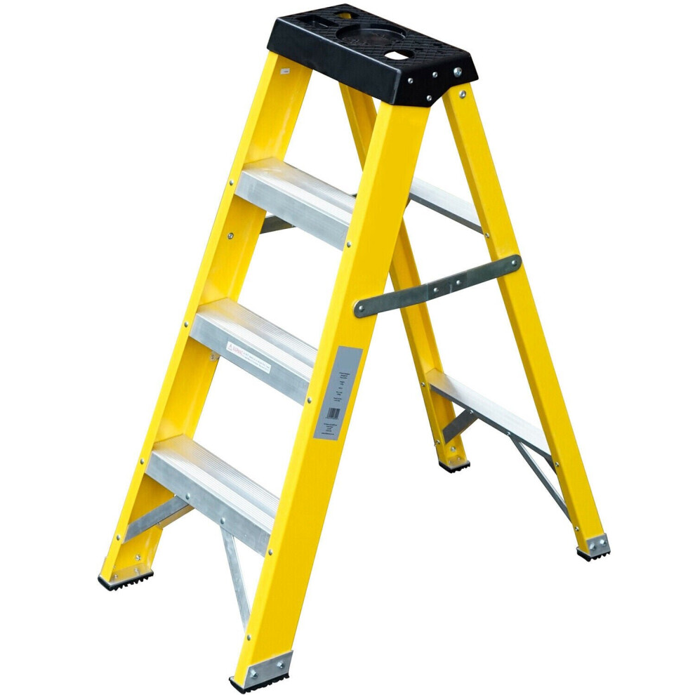 0.8M Fibreglass Swingback Step Ladders 4 Tread Professional Lightweight Steps 5056199832644