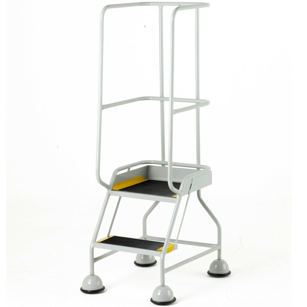 Loops 2 Tread Mobile Warehouse Steps & Guardrail 1.5M Portable Safety Stairs Grey