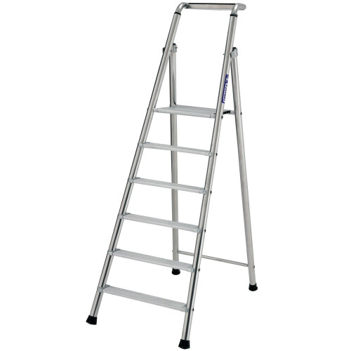 Loops 1.4m MAX STABILITY Platform Step Ladders 6 Tread Anti Slip Aluminium DIY Steps