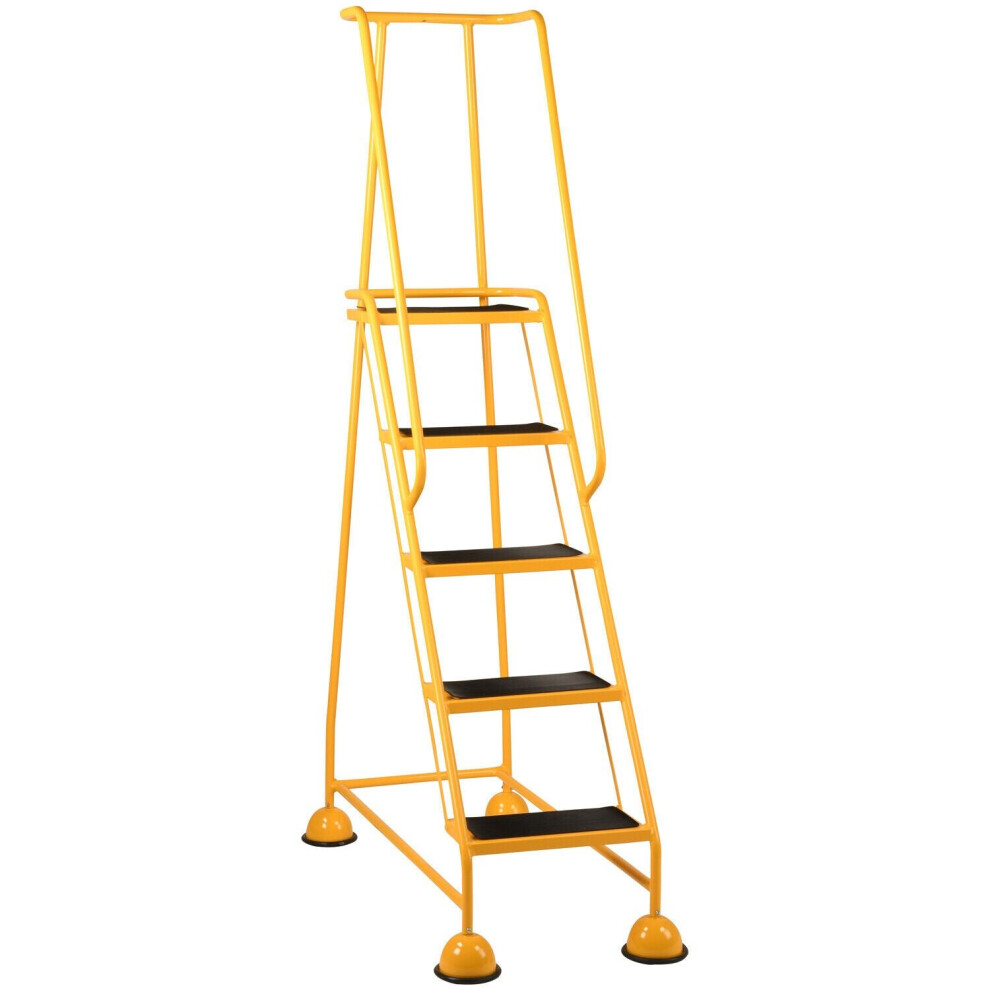 5 Tread Mobile Warehouse Steps Yellow 1.94M Portable Safety Ladder & Wheels 5056199834976