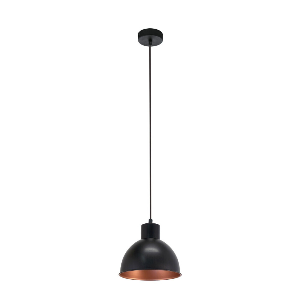 Loops Hanging Ceiling Pendant & Copper Industrial Shade 1 X 60W E27 Bulb Light/Black