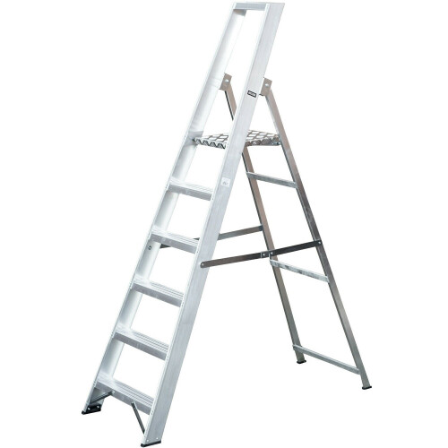 Loops 1.3m Aluminium Platform Step Ladders 6 Tread 2.9m Work Height HEAVY DUTY Steps