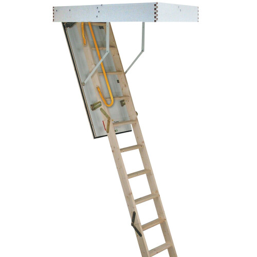 Loops 3 Section Timber Folding Loft Ladder & Handle Hatch & Frame 2.8m Max Height
