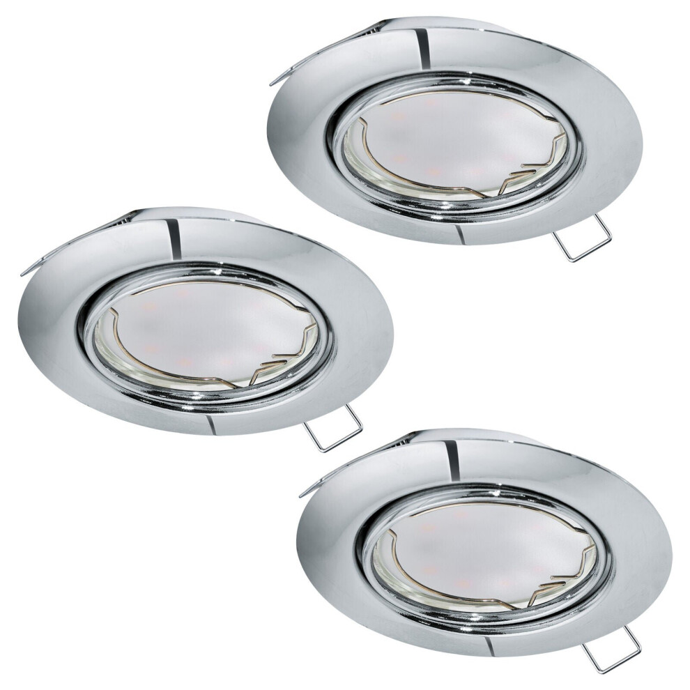 Loops 3 Pack Flush Adjustable Ceiling Downlight Chrome Steel 3 X 5W Gu10 Bulb
