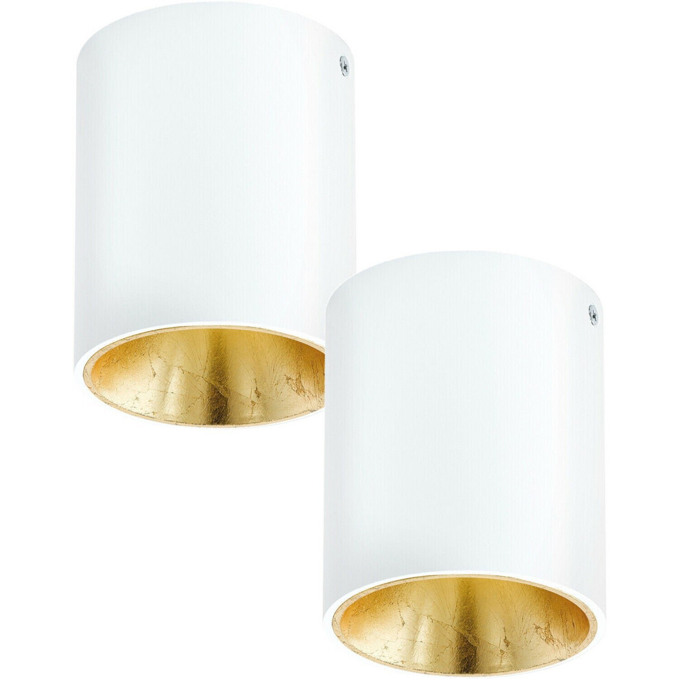Loops 2 Pack Wall / Ceiling Light White & Gold Round Downlight 3.3W Built In Led