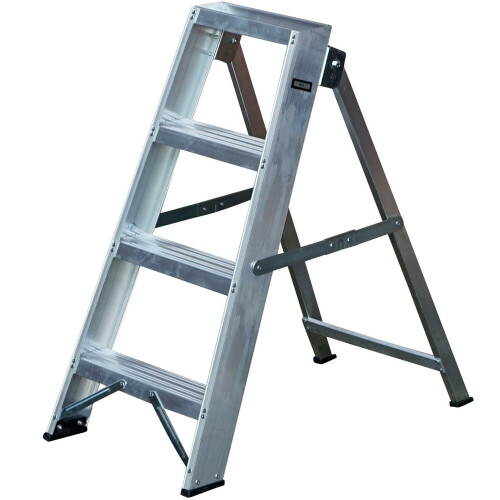 Loops 0.8m Aluminium Swingback Step Ladders 4 Tread Professional Lightweight Steps