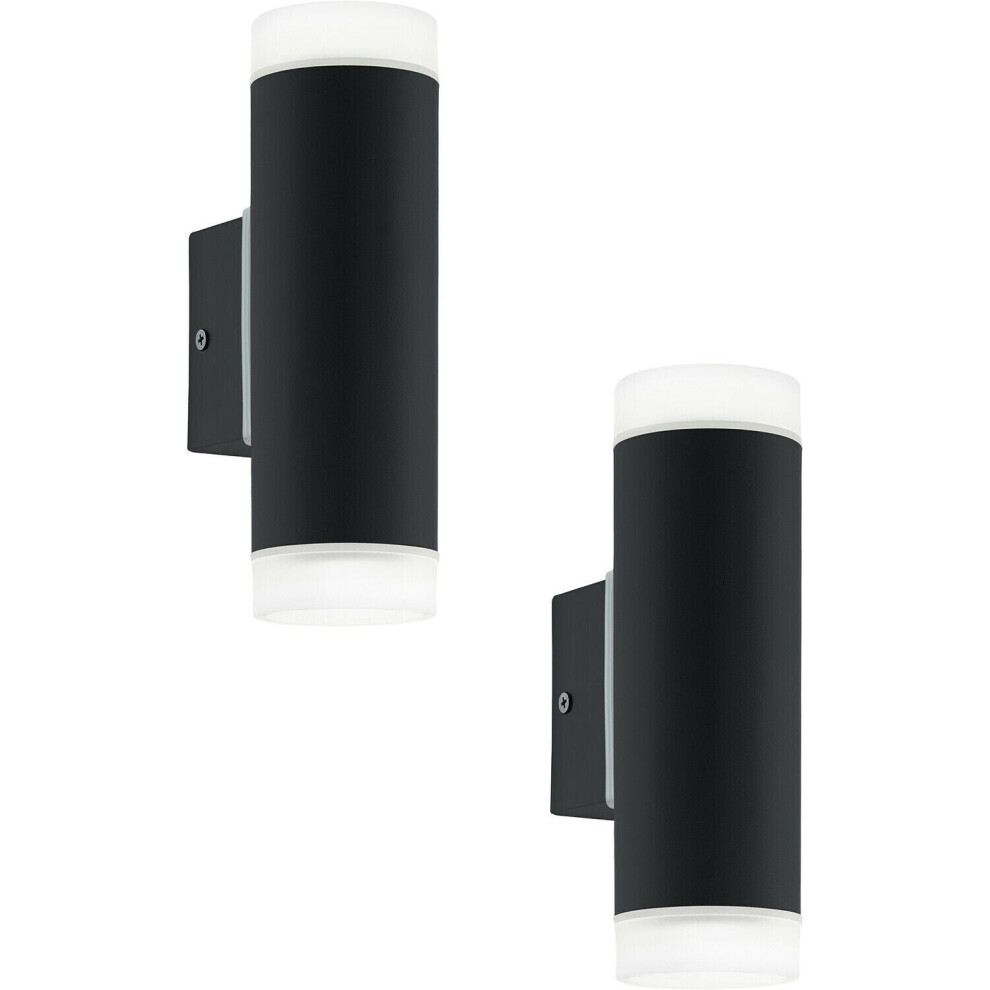 Loops 2 Pack Ip44 Outdoor Wall Up & Down 2X 5W Gu10 Porch Lamp Light/Black