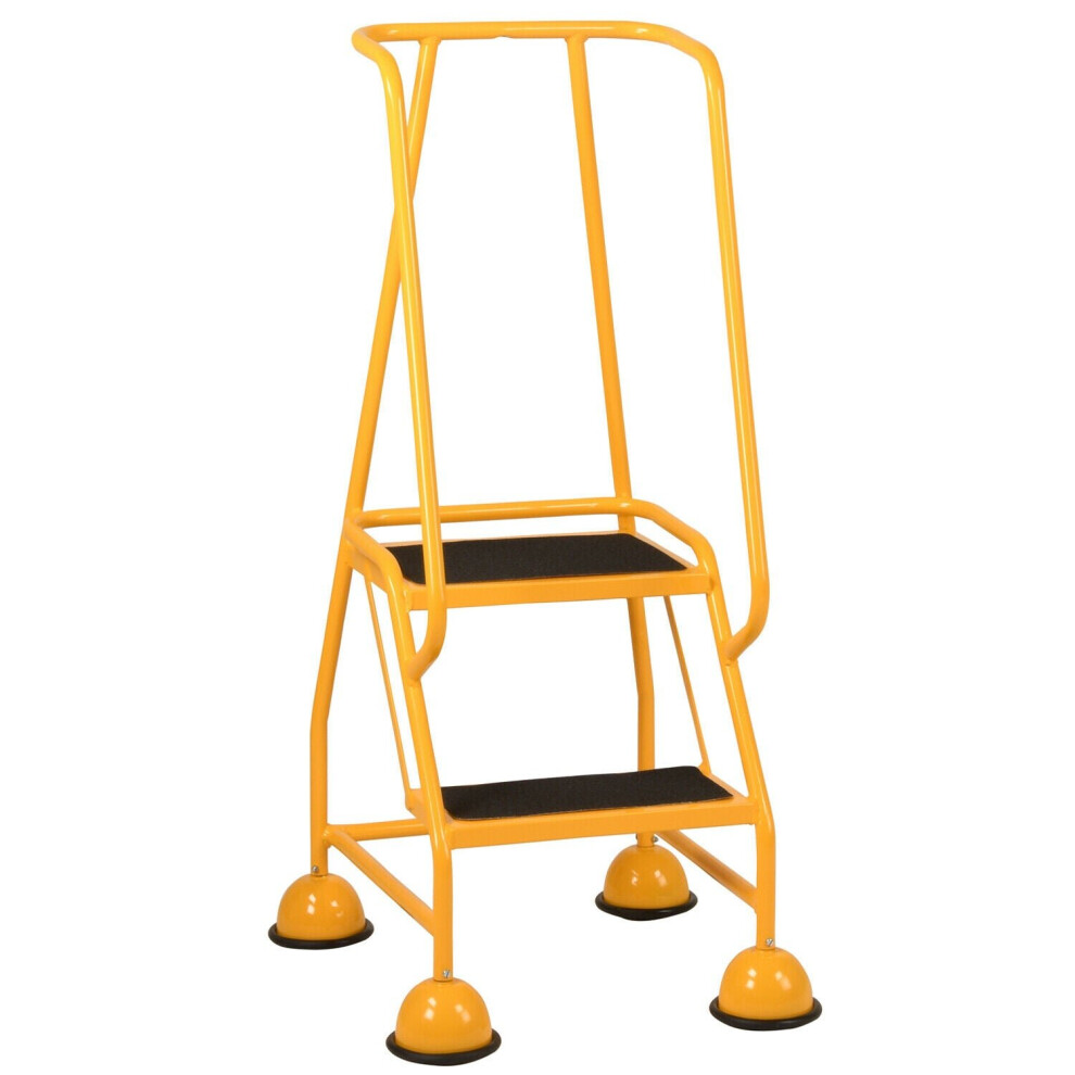 Loops 2 Tread Mobile Warehouse Steps 1.19M Portable Safety Ladder & Wheels Yellow