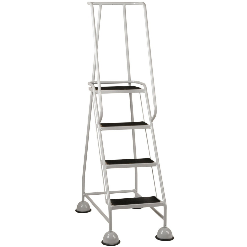 4 Tread Mobile Warehouse Steps Grey 1.68M Portable Safety Ladder & Wheels 5056199834877