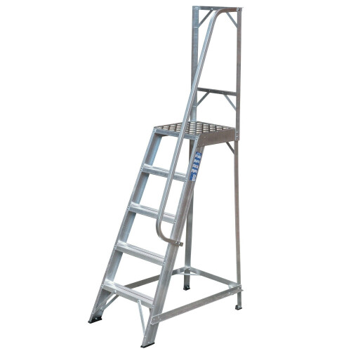 Loops 1.2m Heavy Duty Single Sided Fixed Step Ladders Handrail Platform Safety Barrier