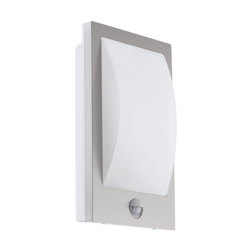 Loops Ip44 Outdoor Wall & Pir Sensor Stainless Steel & 1 X 12W E27 Bulb Light/White