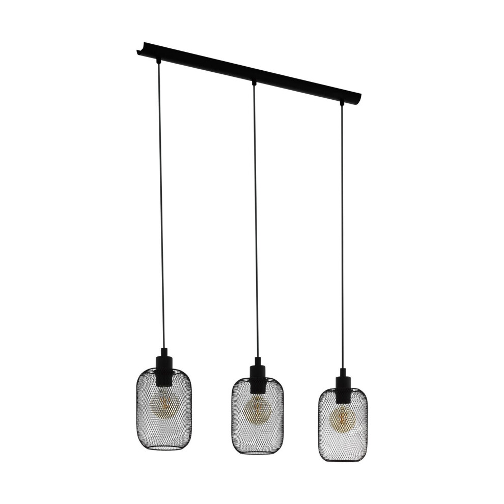  - Elegant Black Mesh Hanging Pendant Light For Kitchen Island3 Bulb E27 Fixture - Image 3