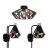 Loops Low Ceiling Light & 2x Matching Wall Lights Black & Copper Geometric Shade 1