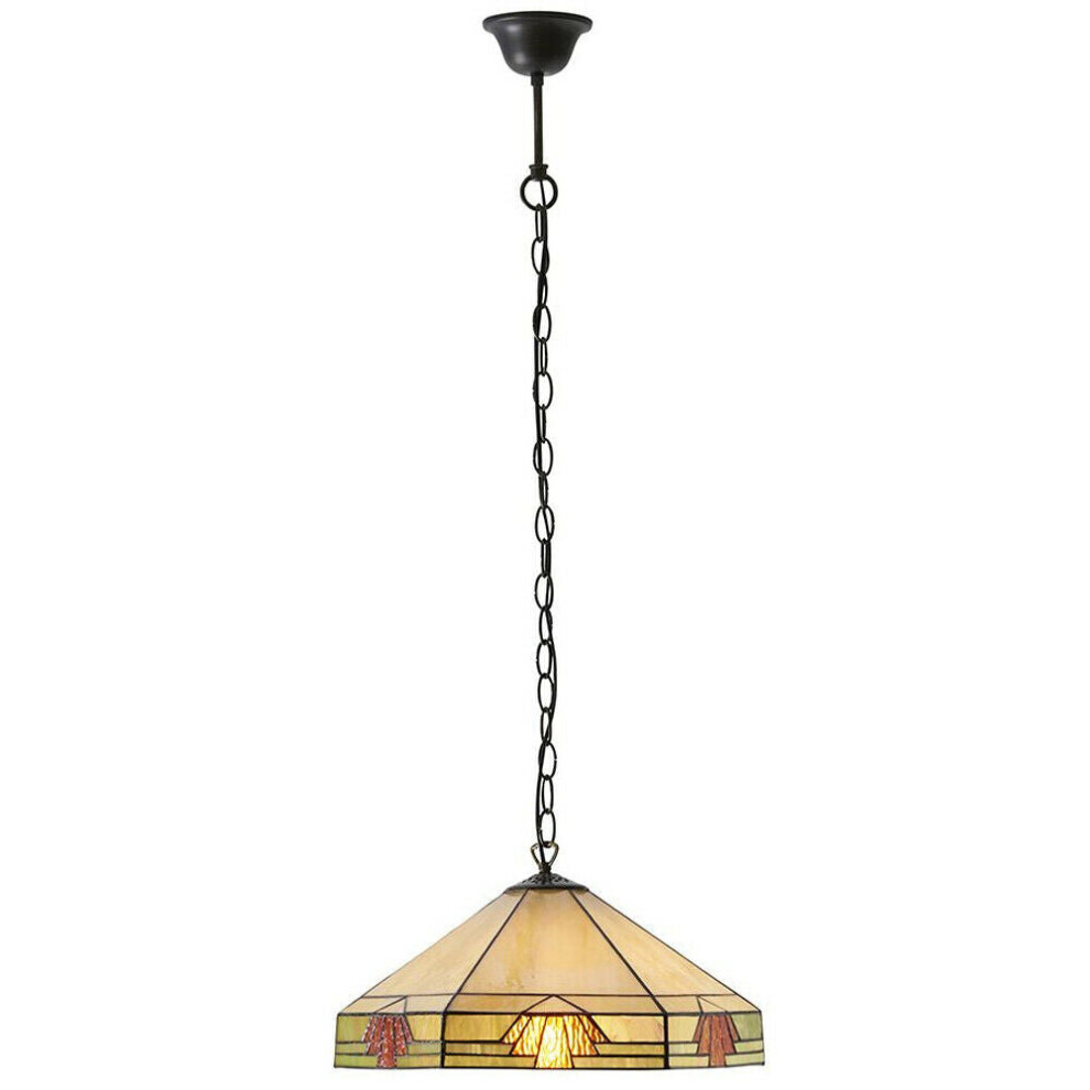 Loops Tiffany Glass Hanging Ceiling Pendant & Art Deco Shade I00146 Light/Bronze/Amber