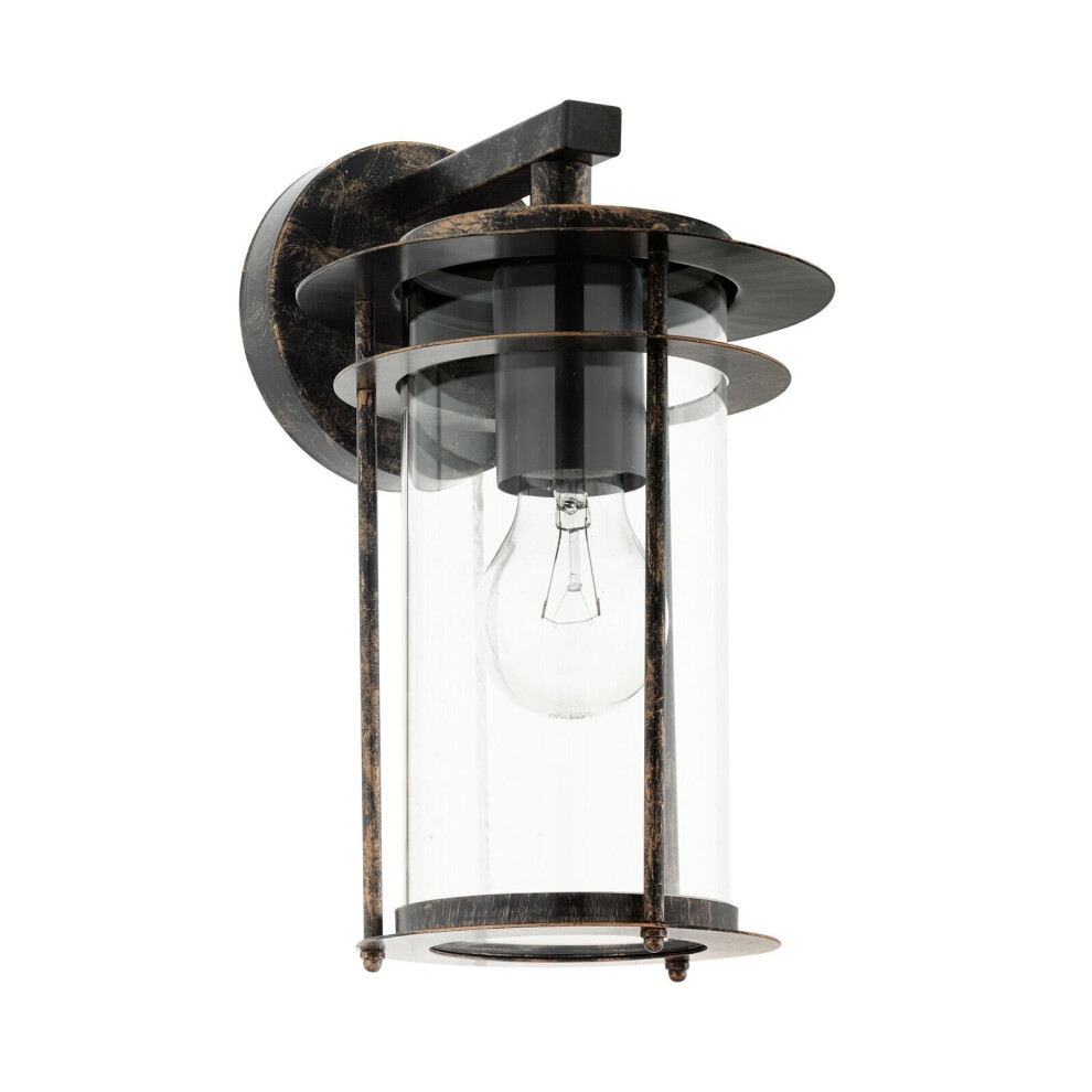 Loops Ip44 Outdoor Wall Antique Copper & Glass Shade Lamp 1 X 60W E27 Bulb Light
