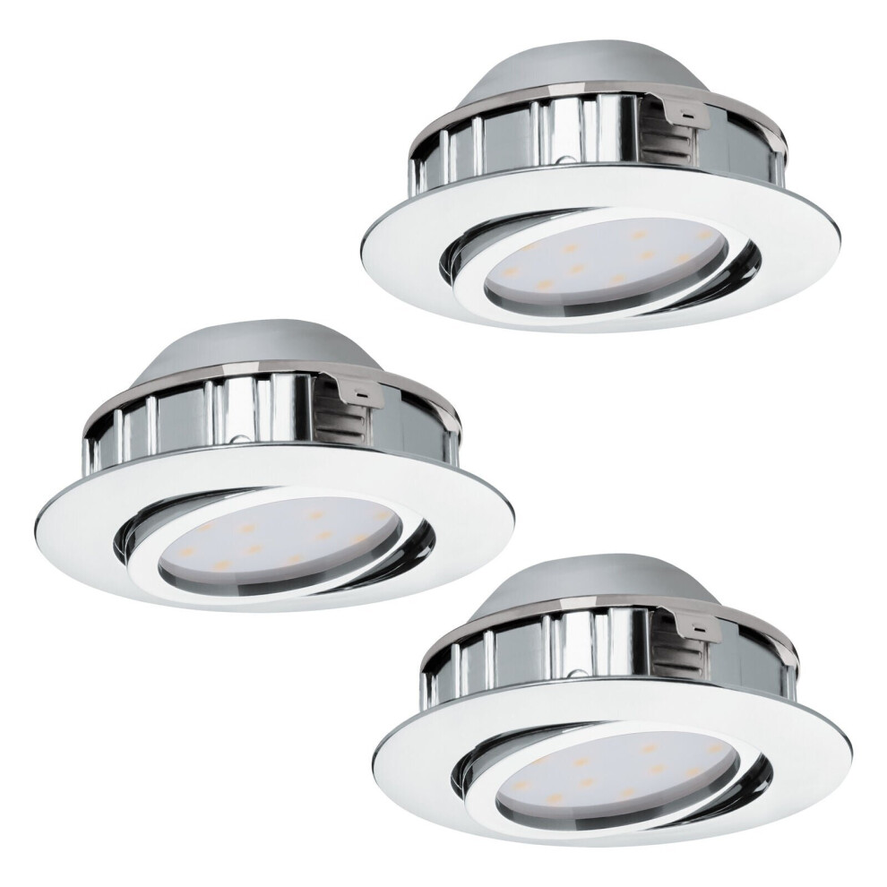 Loops 3 Pack Flush Ceiling Downlight Chrome Recessed Spotlight 6W Built In Led