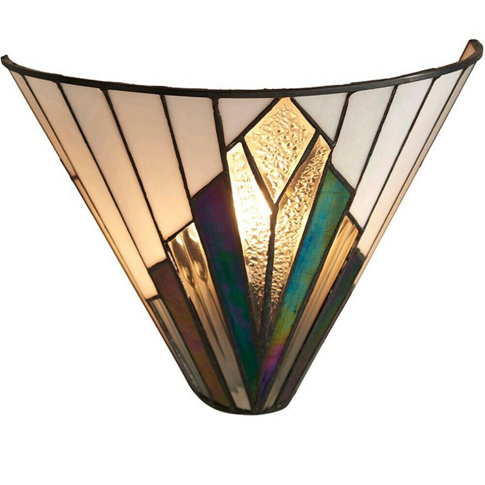 Loops Tiffany Glass Wall & Iridescent Shade Interior Sconce I00238 Light/Cream/Black