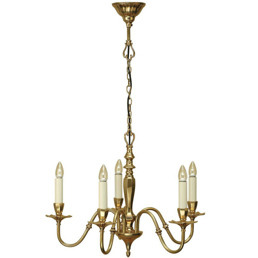 Luxury Hanging Ceiling Pendant Light Traditional 5 Lamp Solid Brass Chandelier