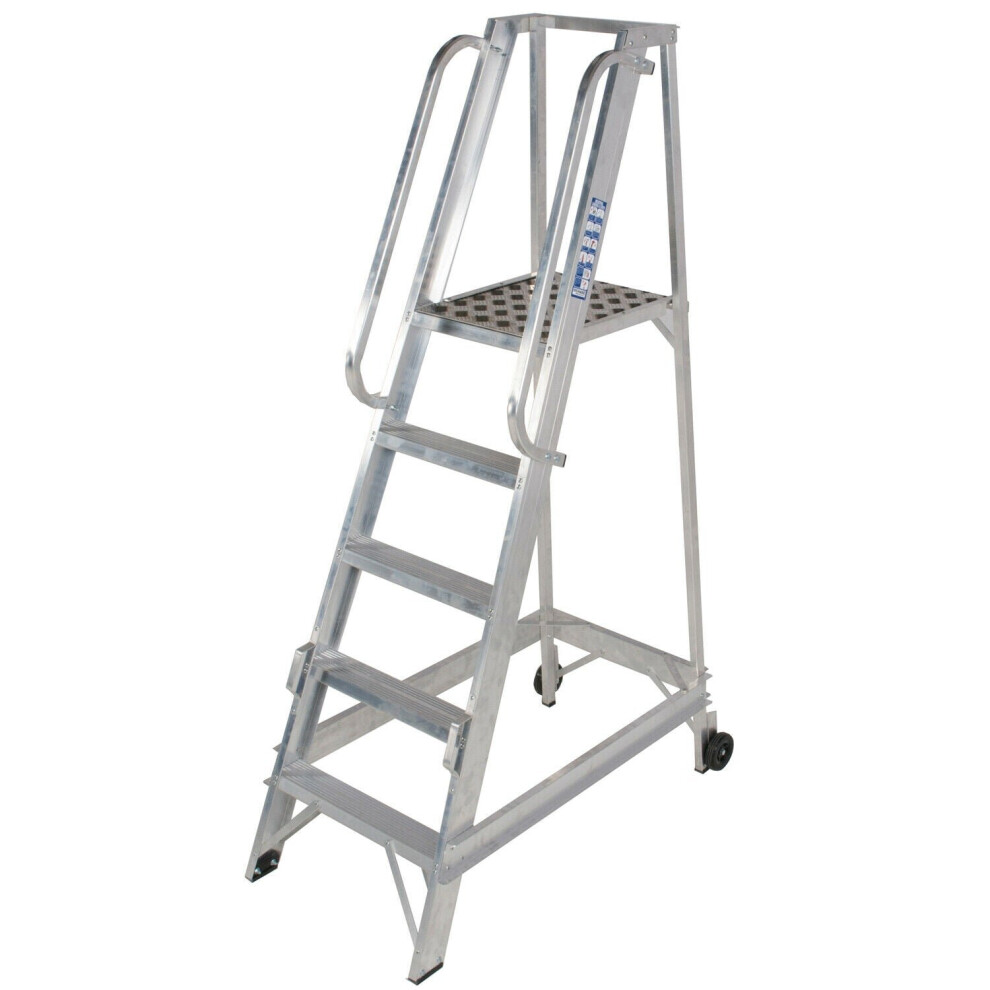 Loops 5 Tread 1.3M Aluminium Warehouse Picking Steps & Handrail Narrow Aisle Stairs