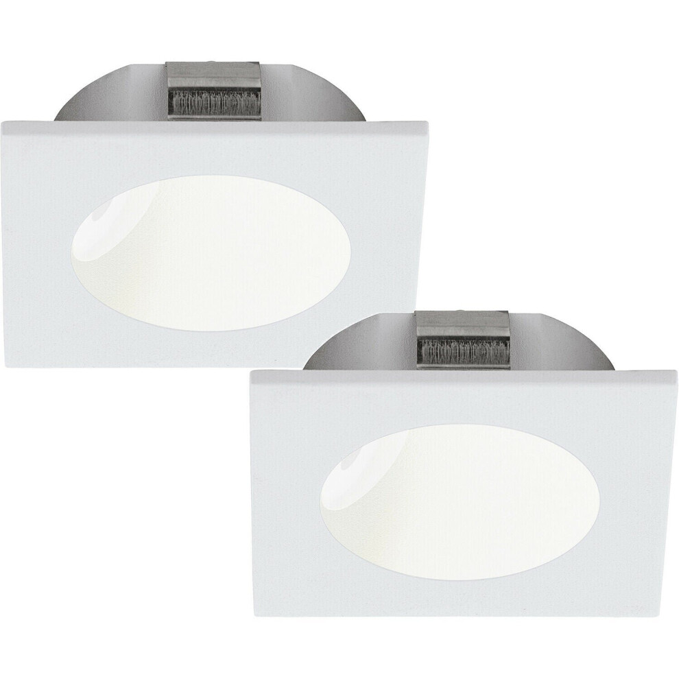 2 PACK Wall / Ceiling Flush Downlight White Cast Aluminium 2W Built in LED