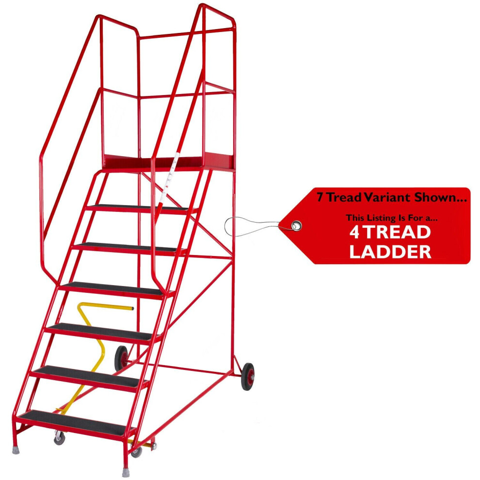 Loops 4 Tread Heavy Duty Mobile Warehouse Stairs Anti Slip Steps 1.9M Safety Ladder