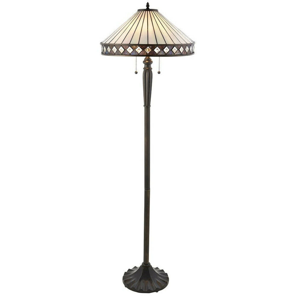 Loops 1.5M Tiffany Twin Floor Lamp & Stained Glass Simple Shade I00015 Dark/Bronze
